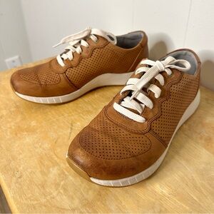Dansko Christina Womens Sneaker Shoes Perforated Leather Saddle Brown Size 38